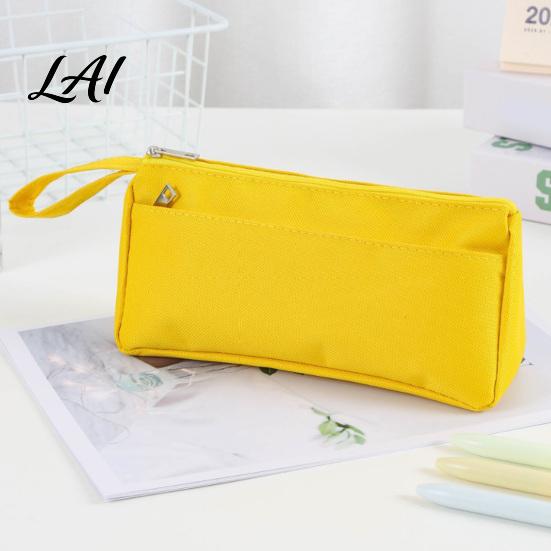 Practical Pen Storage for Classroom Pencil Case with Zipper And Handle Durable Oxford Solid Color Soft EVA Stationery Holder Kids Organizer Portable
