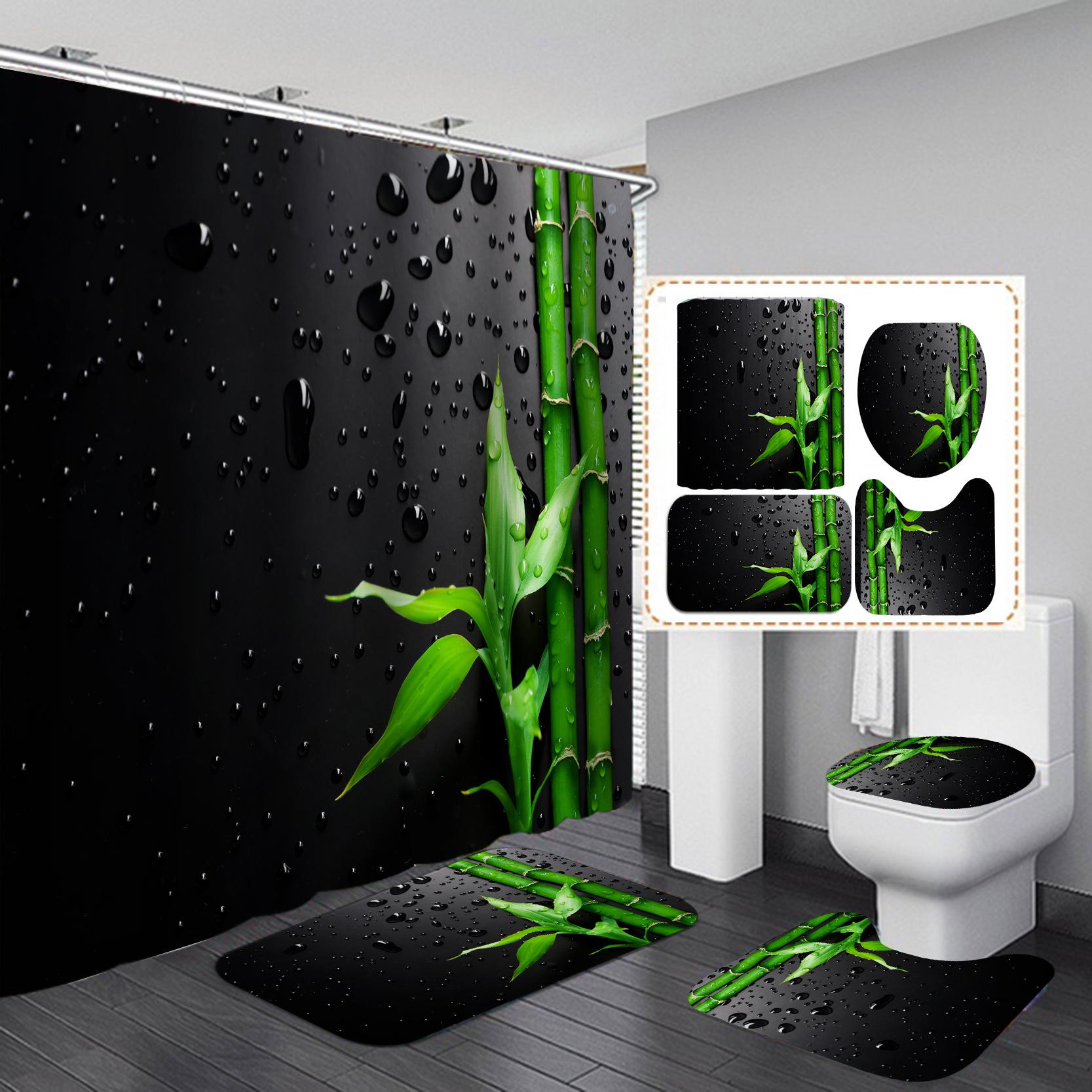 

Комплект занавесок для душа из полиэстера высокой четкости: Водонепроницаемый, устойчивый к проколам, дизайн Mangosteen для перегородки ванной комнаты 4-piece set (180x180 cm + 3-piece set) - 710g