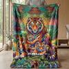 Tiger Family in Harmony Theme blanket Lightweight Warm Flannel Blanket Decorative Throw Blanket for Home Decoration