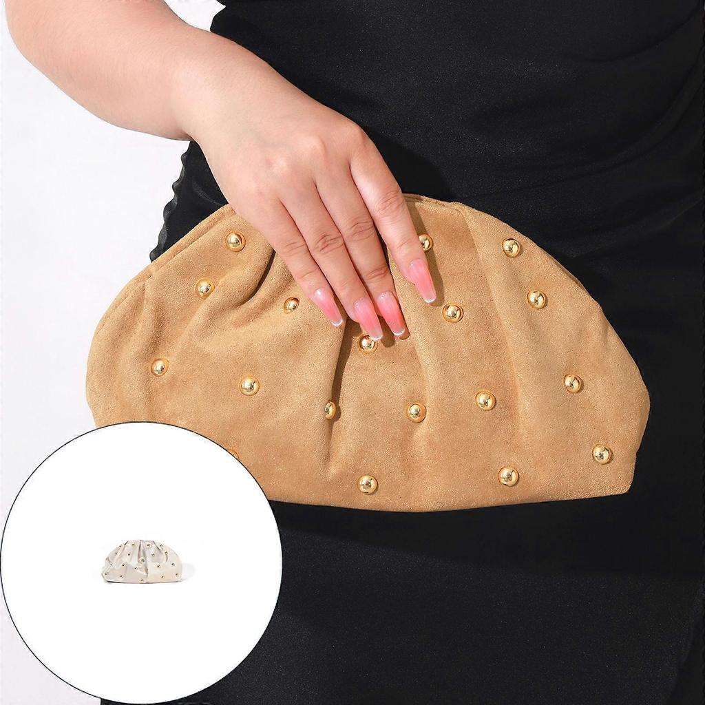 Women's Soft Cloud Bag Slouchy Clutches Ruched Purses Evening Handbag Beaded Clutches Purses for Wedding Party Prom Champagne
