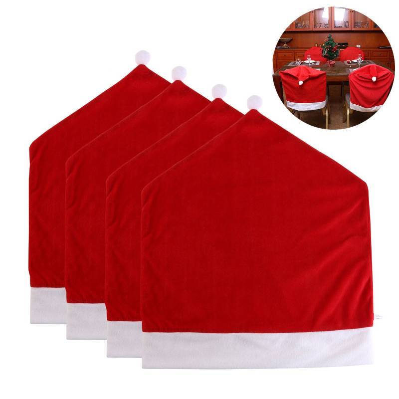 Christmas Decor Nonwoven Fabric Chair Cover With Festive Red Design For Holiday Dining