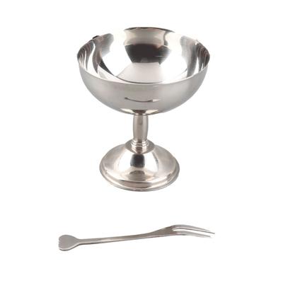 304 Stainless Steel Ice Cream Cup Retro Footed Serving Dessert Bowl for Salad and Pudding