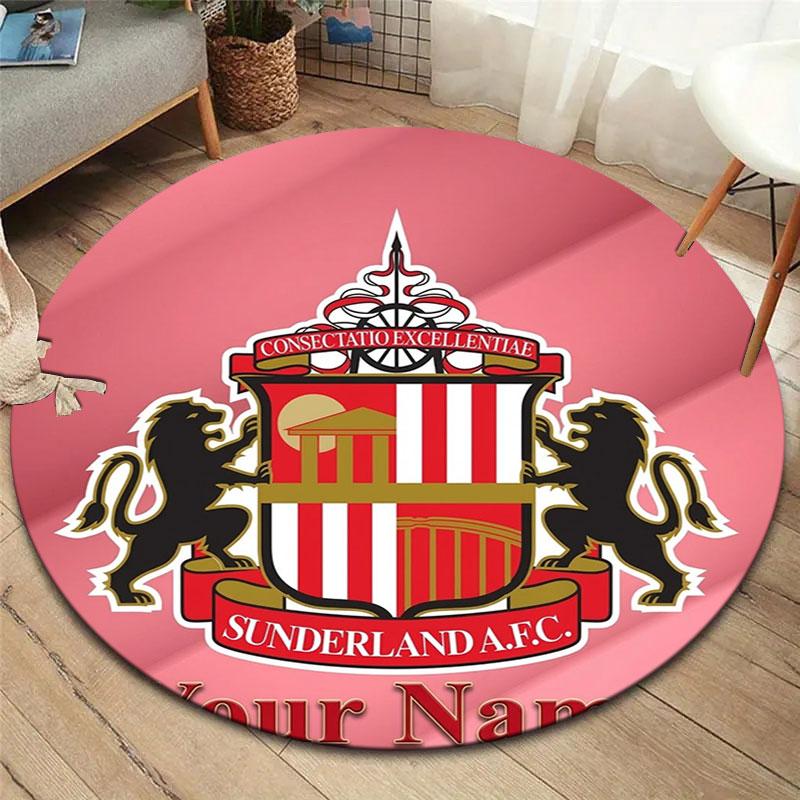 Sunderland A.F Custom Name Round Area Rug,Carpet Rug for Living Room Bedroom Sofa Playroom Decor,Non-slip Floor Mat