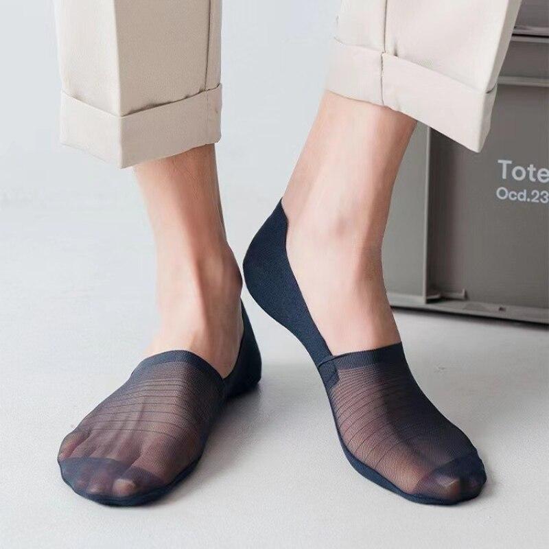 Sommer Mesh Atmungsaktive Low Cut Socken Herren Silikon Rutschfeste Unsichtbare No Show Socken Lässige Einfarbig Eis Seide Socke