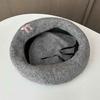 Embroidery three-dimensional bow woolen beret female autumn and winter fashion painter hat showing face small pumpkin hat