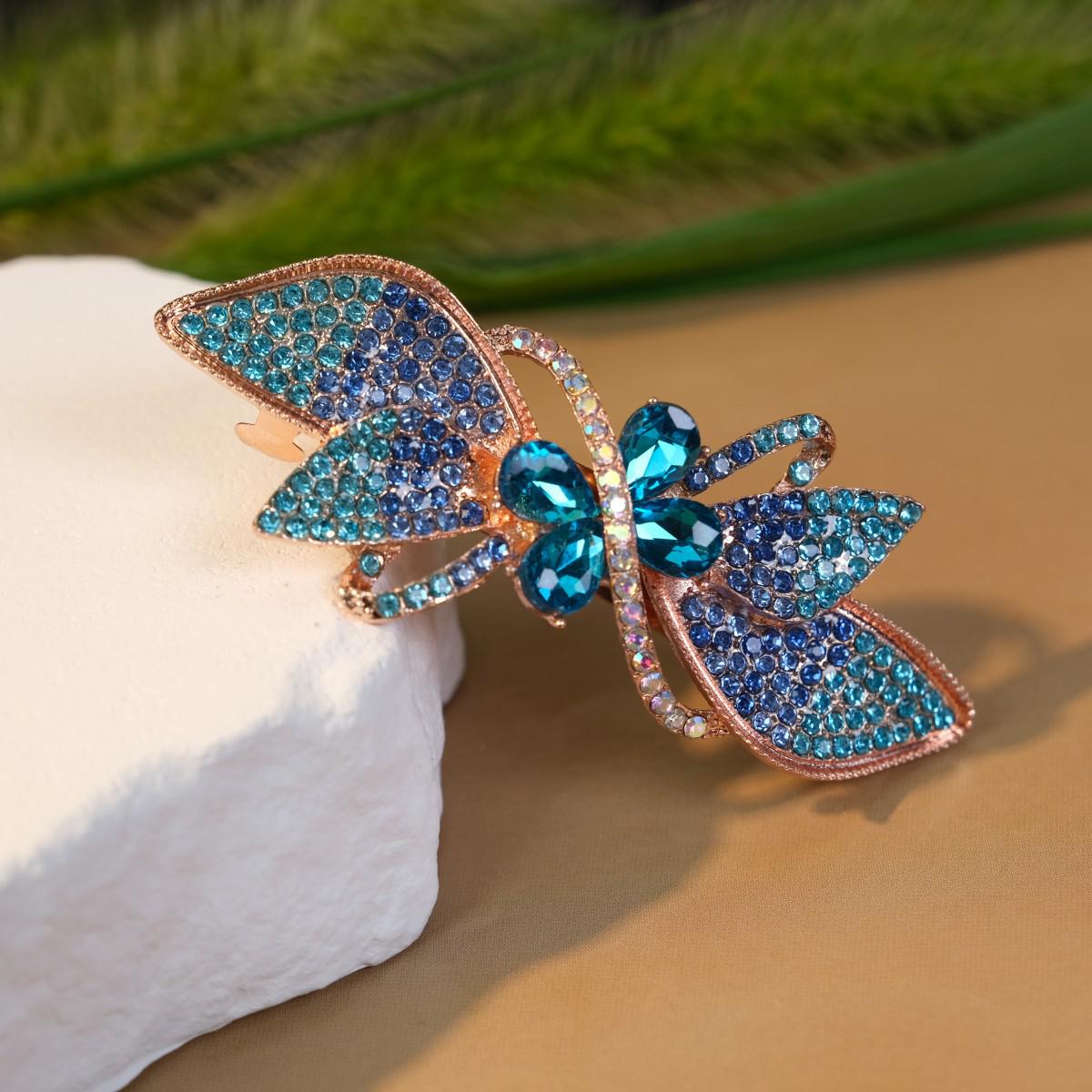 

Элегантная корейская хрустальная заколка-клипса для волос «Бабочка» со стразами для хвостика