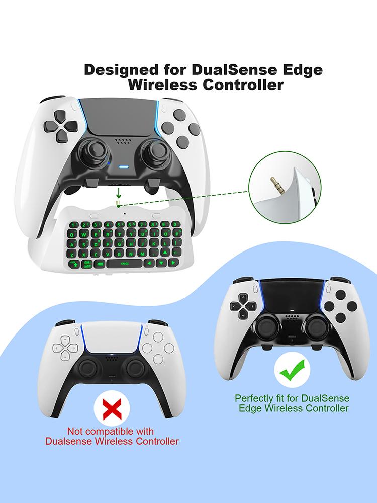 Wireless Keyboard 500mAh External Keyboard Bluetooth-Compatible Green Backlight Built-in Speaker for PS5 Elite Handle
