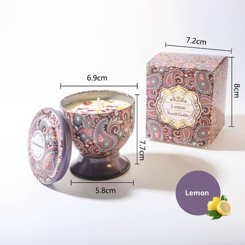 Natural Smokeless Soy Wax Candle In Iron Tin Dried Floral Scented Candles Champagne Flute Style Home Fragrance A1