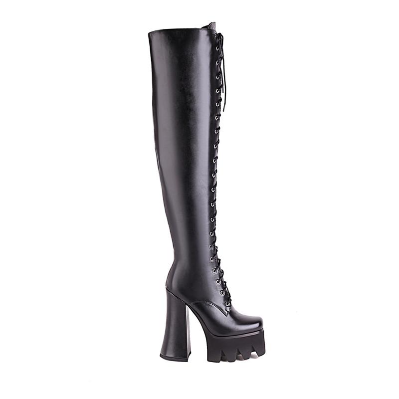 Women's High-heeled Boots, Sexy European and American Style Waterproof Platform Thick-heeled Boots, New Large-size Knee Boots In Autumn and Winter