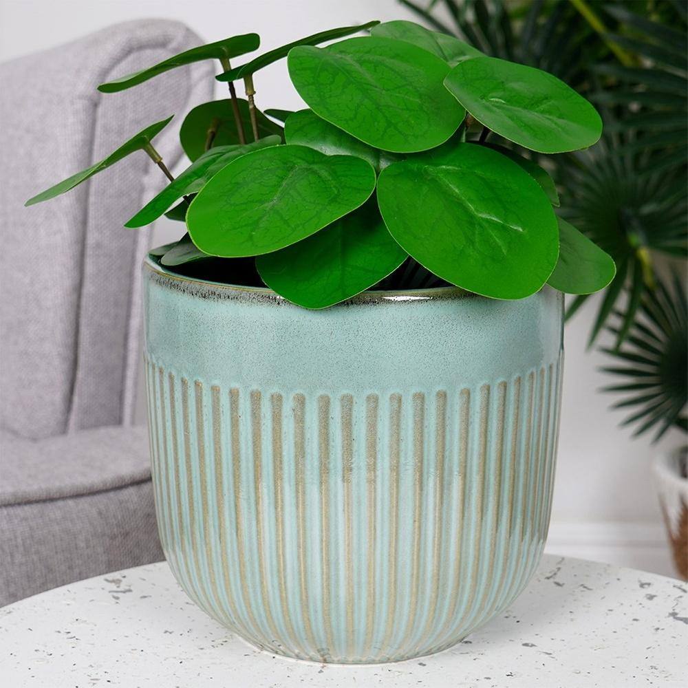 Green porcelain flowerpot 17 cm