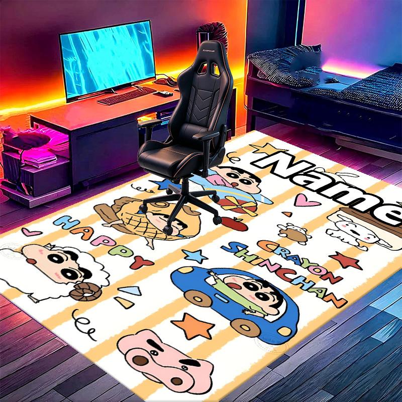 Custom Name Personalized Crayon Shin Print Carpet, Versatile Home Decor Rug, for Playroom, Apartment, Balcony, Entryway, Hallway Gift