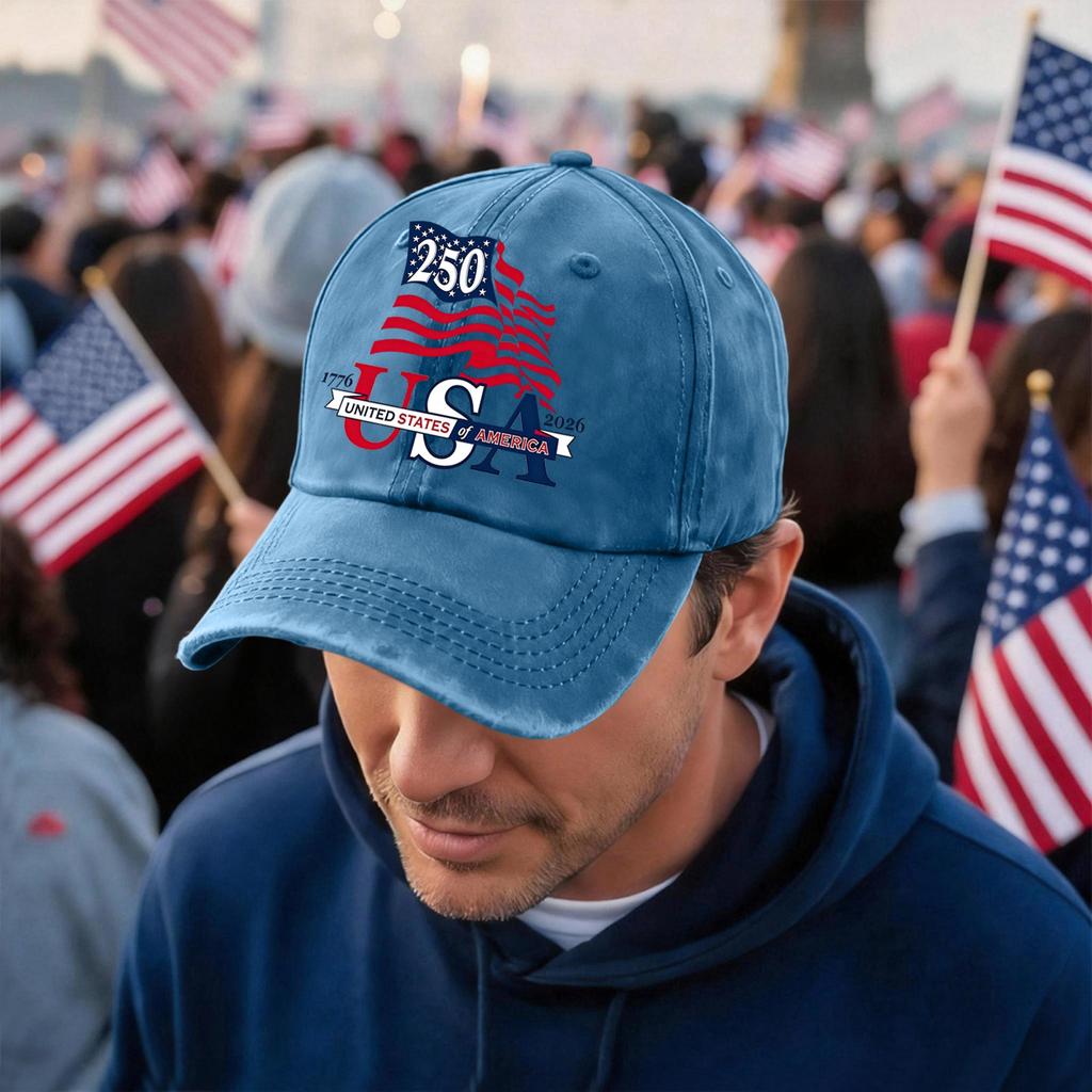 Men's and Women's Matching American 250th Anniversary Anniversary Embroidered Vintage Washed Baseball Cap