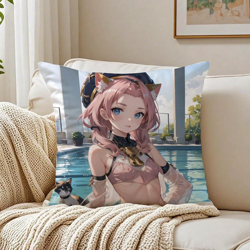 Genshin Impact Role DionaBeautiful Cushion Cover Pillowcase Antidustmite Living Room Sofa Decor Cushion Room