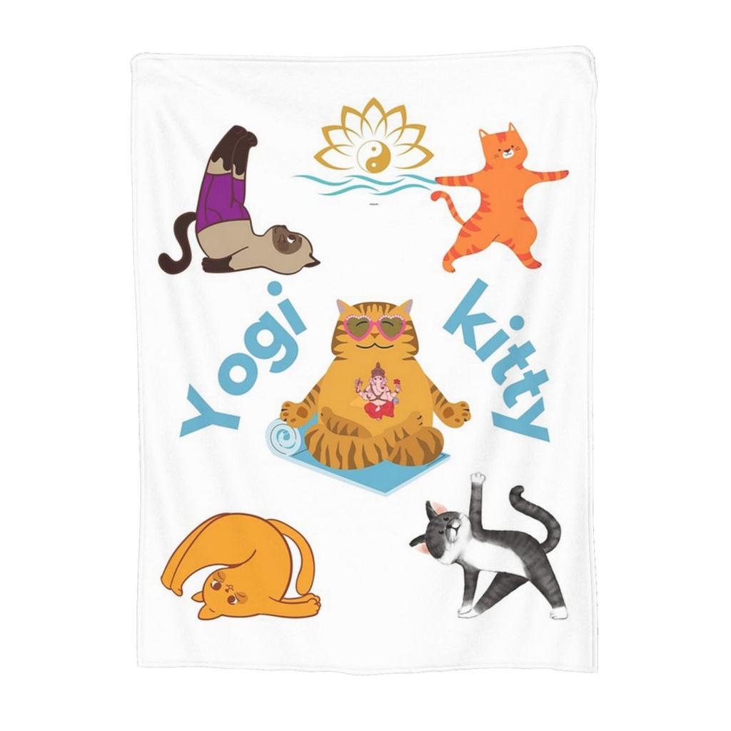 Yoga For Cats Blanket Soft Warm Flannel Throw Blanket Cover for Bed Living Room Picnic Travel Home Couch
