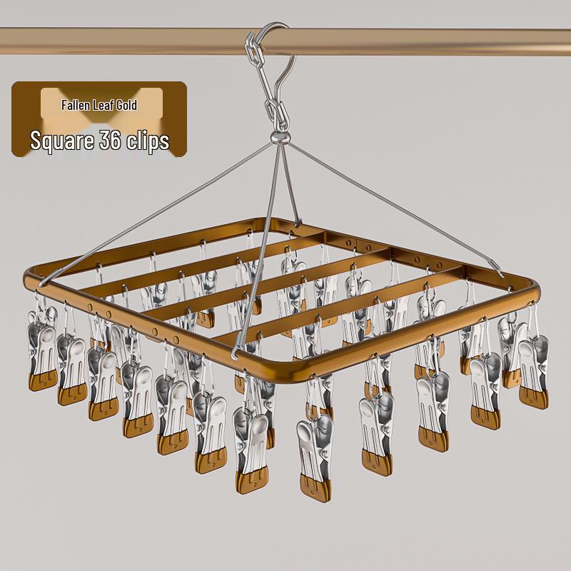 Aluminum Alloy Multi-functional Clothes Drying Rack with Clips for Balcony Storage