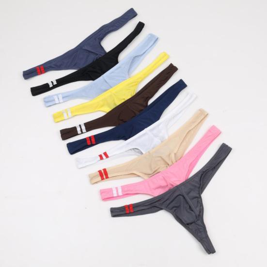 Breathable Seamless Ice Silk Men Briefs U Convex Low Waist Thong for Inside Wear