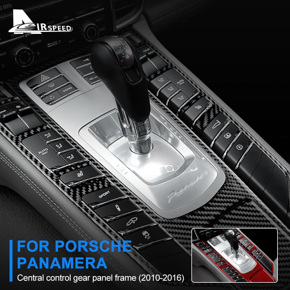 Autocollant en fibre de carbone véritable pour Porsche Panamera 2010 2011 2012 2013 2024 2015 2016 Panneau de commande central de voiture, panneau de vitesse, garniture intérieure