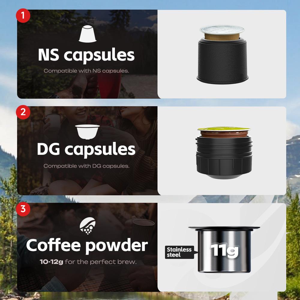 HIBREW H4C Portable Espresso Maker, Handheld Manual Coffee Machine for Camping, Travel & Home Use, Green - Classic