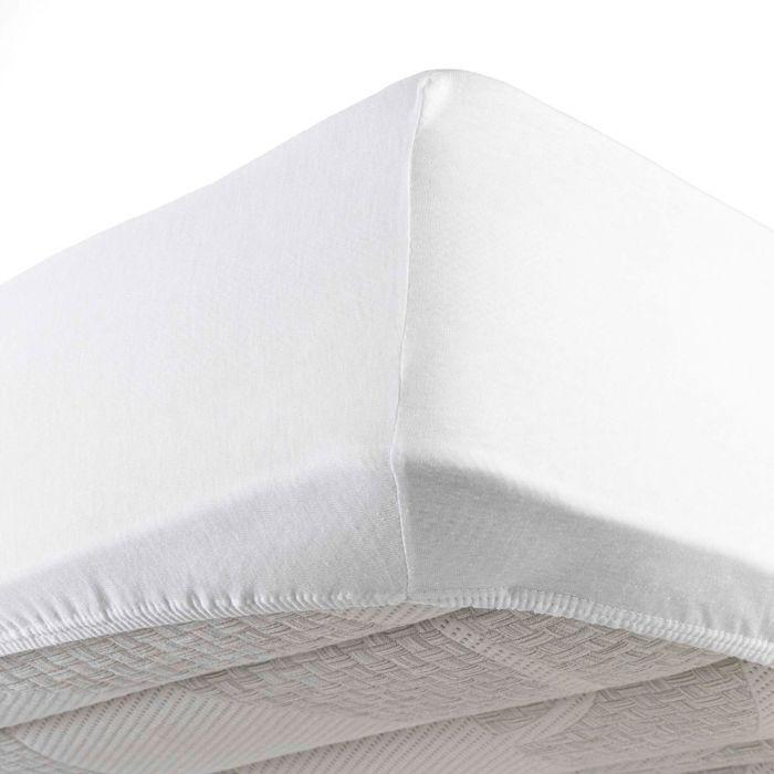 Drap Housse - DOUCEUR D'INTERIEUR - 160 X 200 Cm - Jersey Uni - Blanc - Bonnet 30 Cm