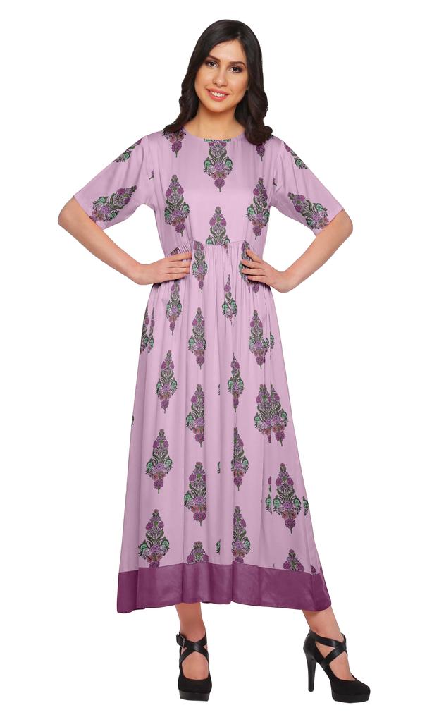 Moomaya Impresos Kurti Codo Manga T Nica Vestidos De Verano De La Mujer