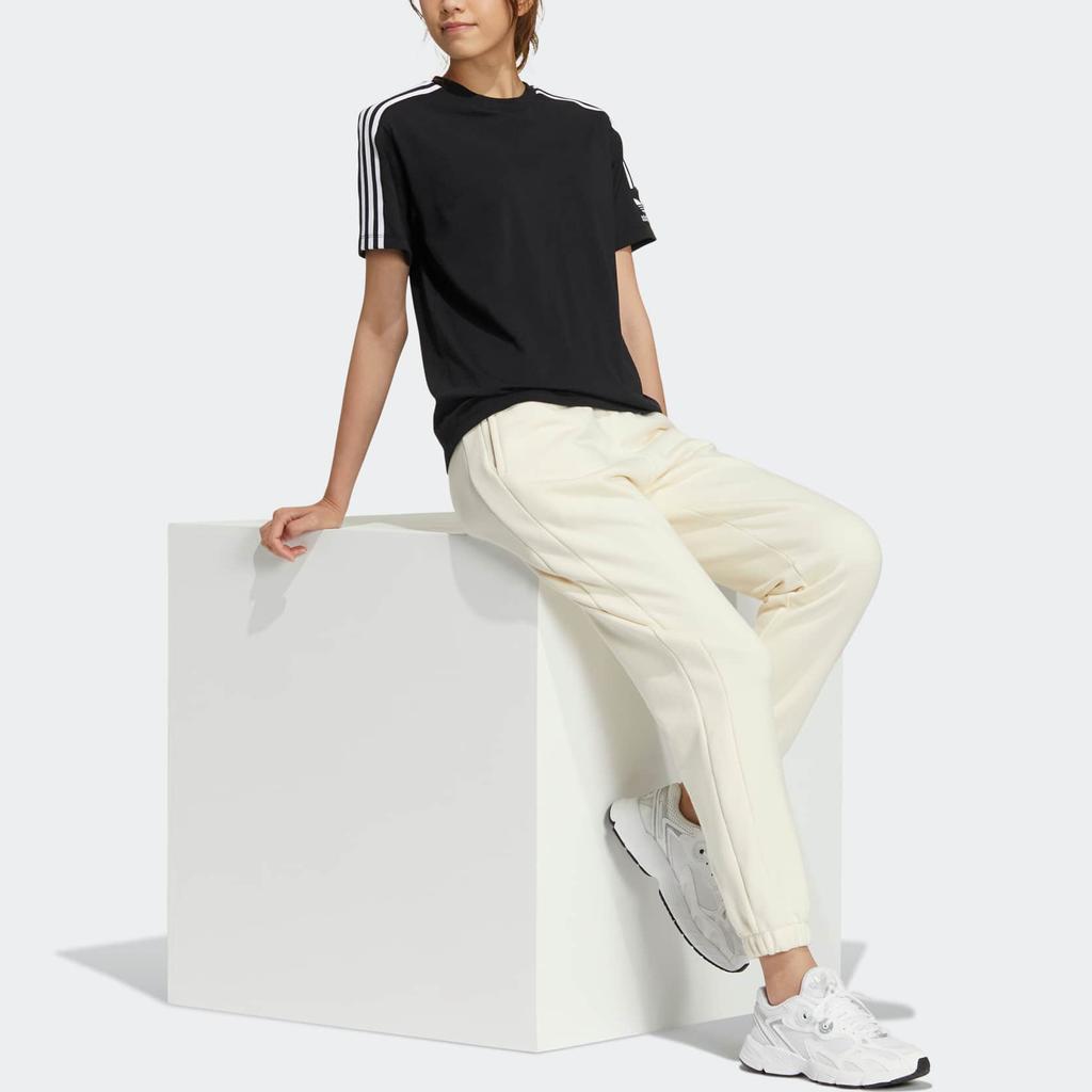 Adidas Originals Solid Color Drawstring Cuffed Sweatpants Women Bottoms Off-White IC8134
