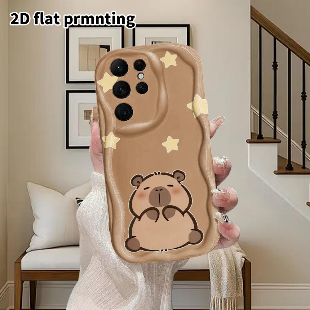 Phone Case: 2D Flat Samsung Galaxy A34 A35 M05 M06 S20 S22 S21 FE Plus 5G Protective Case, Couples Style, Calm Capybara, Christmas and Halloween Gifts
