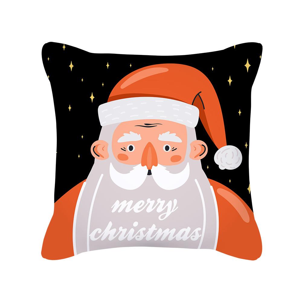 New Cartoon Santa Claus Christmas Pillow Cover Holiday Gift Square Cushion Cover