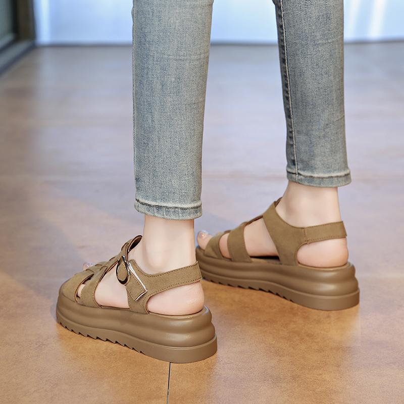 Damskie Sandały Rzymskie na Grubej Podeszwie Platformie Casual Dziewczęce Zwiększające Wysokość Letnie Buty z Odkrytymi Palcami Plus Size