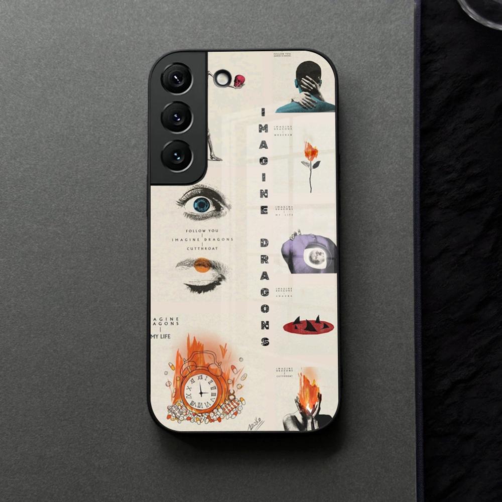 I-Imagine Dragons Eyes Closed Phone Case Glass For Samsung Galaxy S21 S25 S22 S20 S24 S23 Ultra Fe Plus A16 A34 A54 A24 Coque