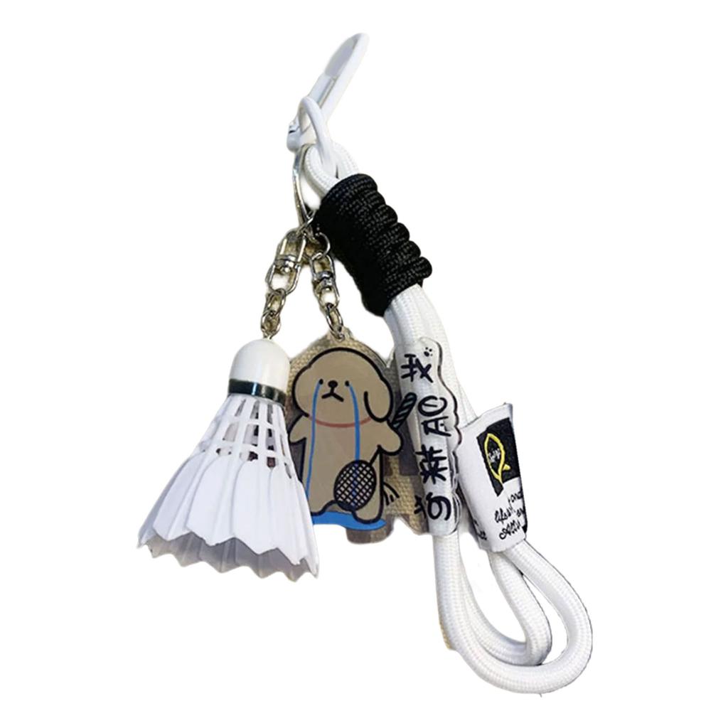 Chaveiro de Badminton de Cachorro de Desenho Animado Pingente de Bola de Badminton Pequeno Chaveiro Acrílico Anéis de Chave Presente para Amantes de Badminton Casais