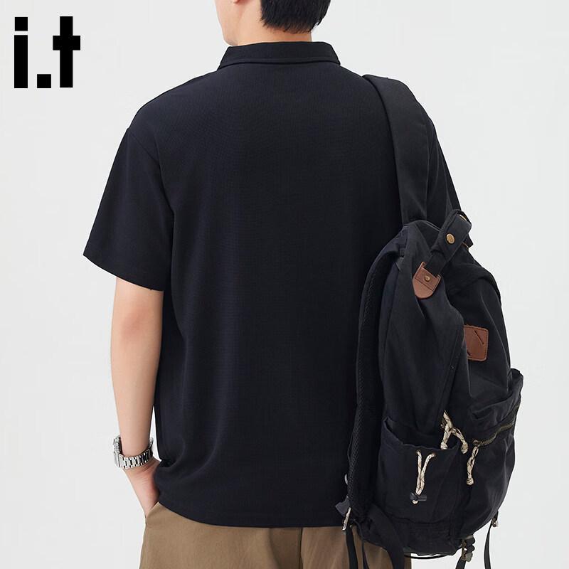CHOCOOLATEit Men's Loose Fit Pure Color Polo Shirt