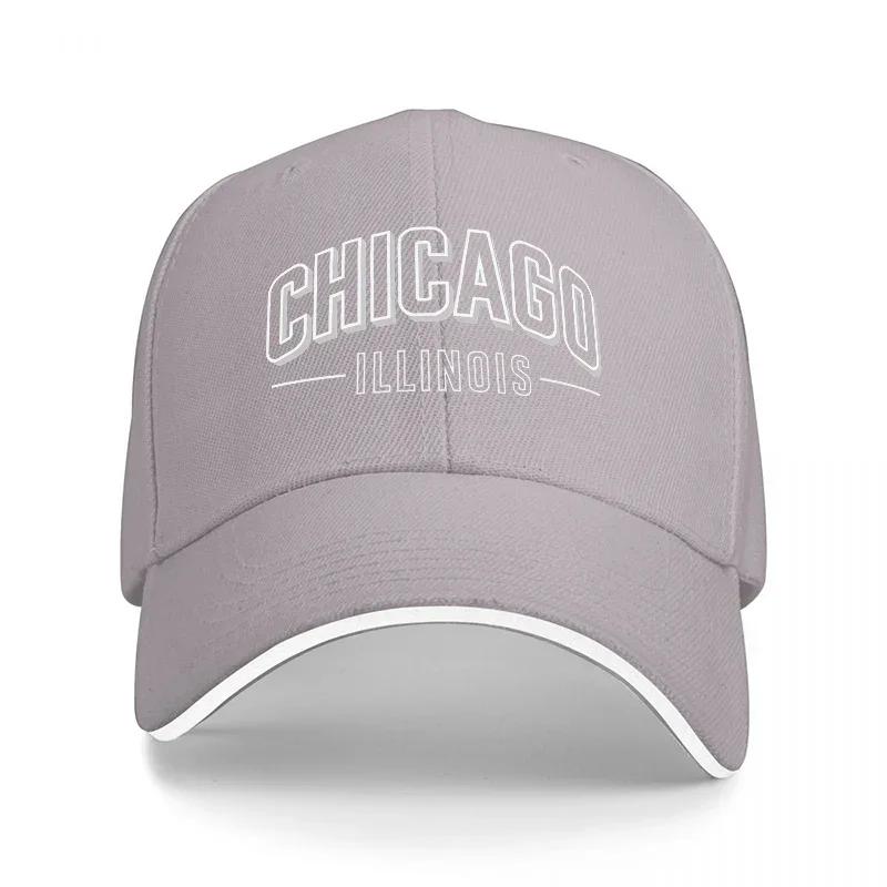 CHICAGO ILLINOIS BASEBALLKAPPE SCHWARZ MIT WEISSEN BORDÜREN KLASSISCHER STIL VERSTELLBAR FÜR Unisex UND Frauen