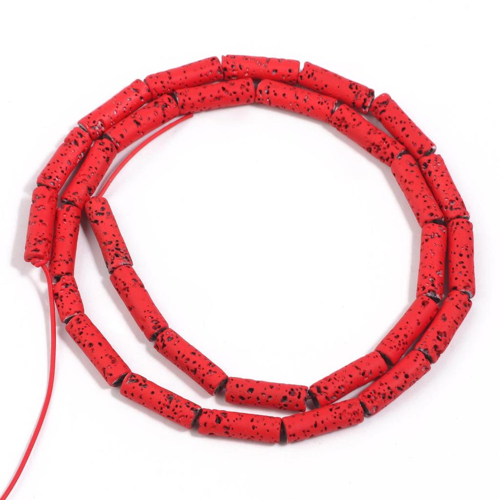 4x13mm Multicolor Rondelle Column Tube Lava Stone Loose Spacer Beads For Making Jewelry Handmade Diy Bracelet Craft