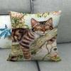 Lovely Cat Sleeping In The Garden Colorful Pillowcase Funny Animal Linen Cushion Cover Home Decor Seat Throw Pillow Covers