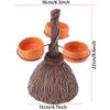 Halloween Broom Pumpkin Cup Separator Three Cups Accommodable Broomstick Snack Bowl Rack for Serving Snacks Salad Fruit