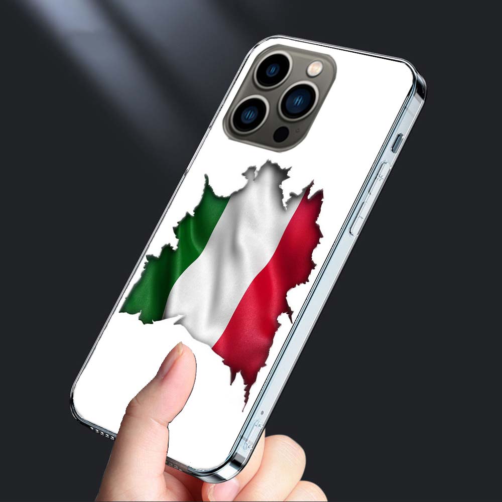 Italy Flag Phone Case For Iphone 16E 15 Pro 14 Plus 17E 16 17 Pro Max Air 11 12 13 Mini Shockproof Capa Cute Cover TPU Clear