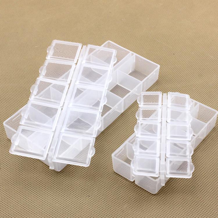 PP Large 10-Compartment Transparent Square Jewelry Storage Box with Lid