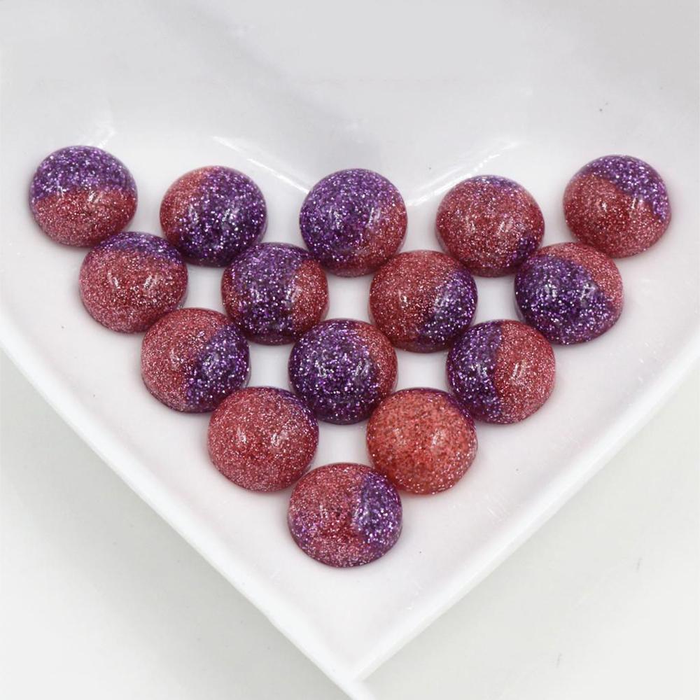 New Fashion 40pcs 12mm Mix Colors Stylish Color Brushed Style Flat back Resin Cabochons Cameo