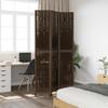 3 Piece Room Divider Dark Brown Solid Paulownia Wood