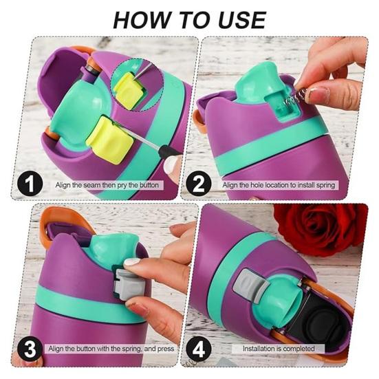 4Pcs Water Bottle Button Replacement Parts for Owala FreeSip Lid Perfect Sealing To Prevent Dripping Easy To Replace And Operate Water Bottle Acessory