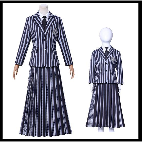 Wednesday Addams Cosplay Costume Uniform Halloween Carnival Party Christmas Play Role Clothes Clothing