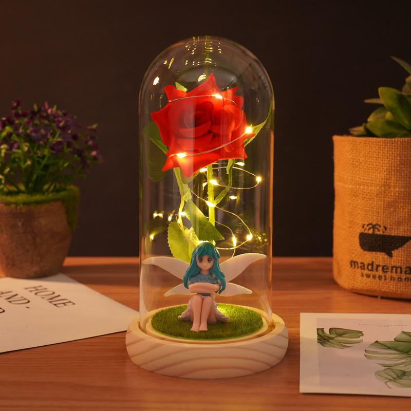 Flower Fairy Rose Ornament Creative Valentine's Day Gift Glass Cover Night Light Christmas