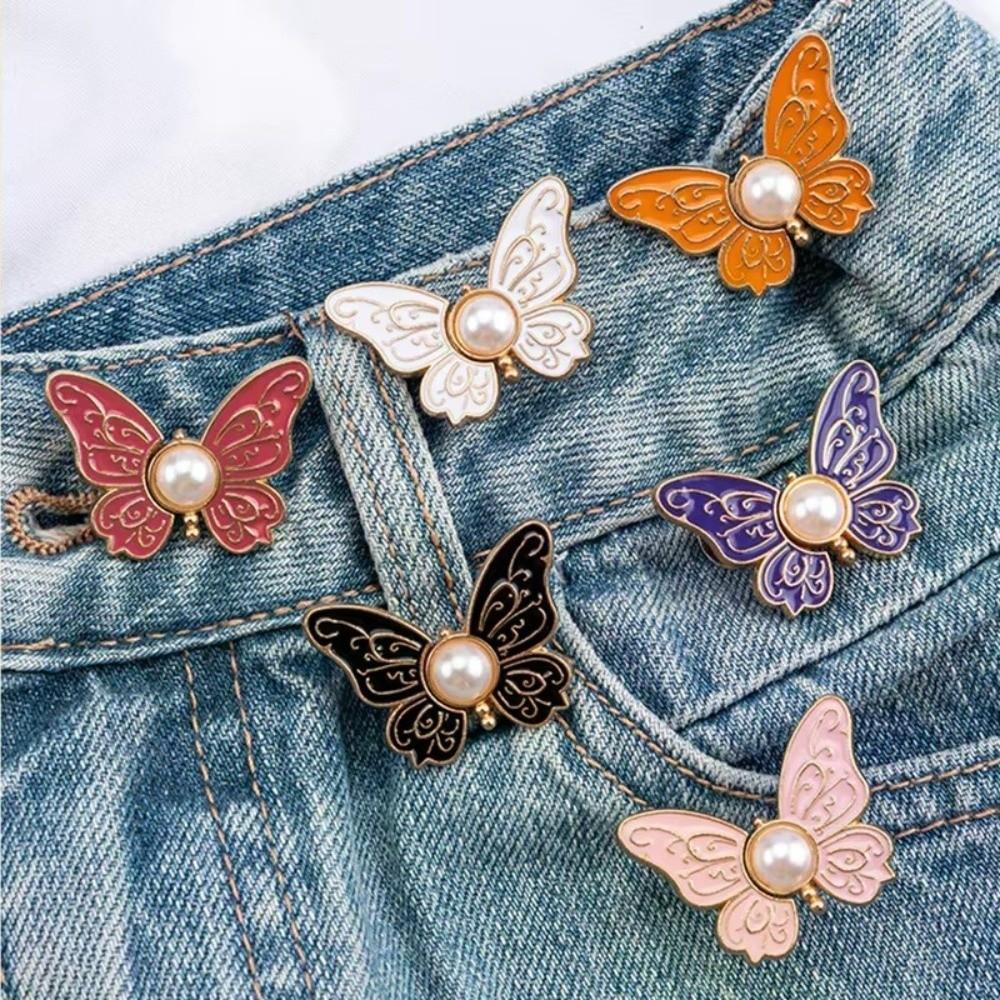 Fashionable Butterfly Shape Jeans Buttons Fixed Adjustable Waist Buckle Waist Tightening Tool Safety Pins Scarf Fastening
