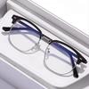 Anti Blue Light Blocking Glasses Simple Semi Rimless Men Square Ray Filter Eyeglasses Big Frame Women Computer Goggle Spectacles