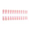 Long French Style Press-On Nails With Pink Heart Design Sweet Glam Nail Art Tips Women