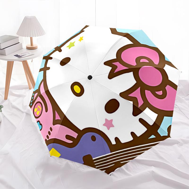 

1pc Hello Kitty Guitar Pink with Music Note Heart Design - Automatic Opening/Closing Umbrella, Portable Folding Design, 8-Bone Iron Frame, Outdoor Umb