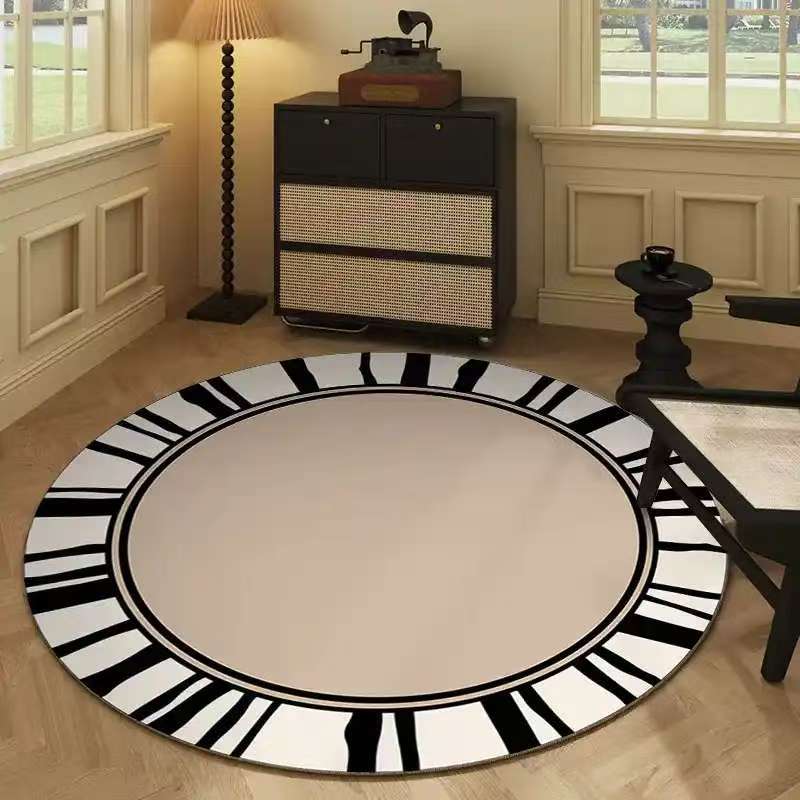 Verdikte Antislip Ronde Vloerkleed voor Slaapkamer Woonkamer, Moderne Amerikaanse Stijl Vloerkleed, Stapelbare Ring Diameter 90cm(35in)