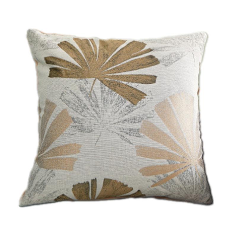 Leaf Pattern Jacquard Linen Pillow Cover Soft Textured Fabric Wrinkle Resistant Cushion Case For Living Room Bedroom