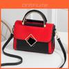 2023 New Texture Bag Korean Fashion Small Square Bag Shoulder Messenger Bag Women's Bag Black Red