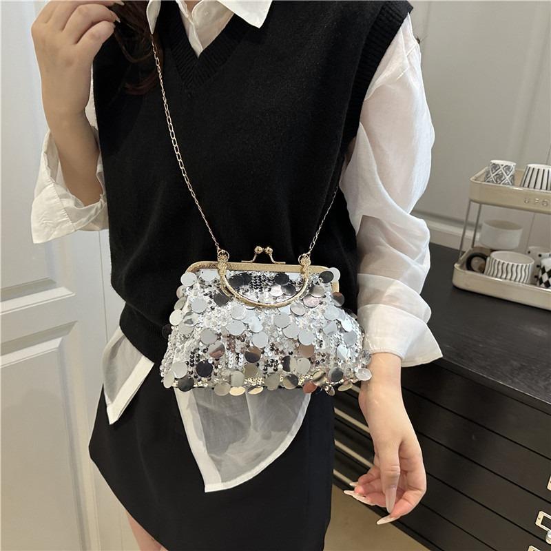 New Temperament Fashion Design Shoulder Messenger Bag Sequin Design Light Luxury Chain Casual Handbag